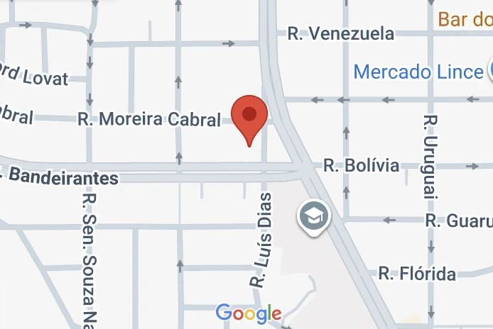 Mapa com a localização da GoX Tech na Av. Bandeirantes, 1151, em Londrina
