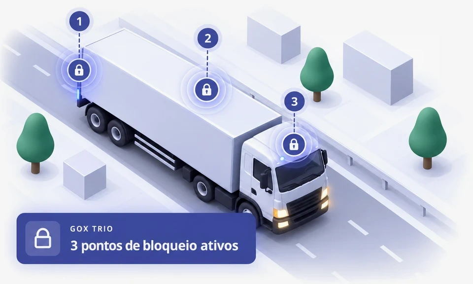 Ilustração isométrica de um caminhão com três pontos de bloqueio numerados (1, 2 e 3) e a faixa 3 pontos de bloqueio ativos